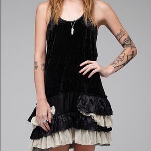 Free People Black Merrie's Crushed Velvet Dress